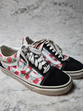 Vans Old Skool Sneakers - Black, White & Pink Floral